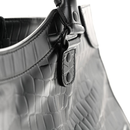 Balenciaga Semi Matte Calfskin Crocodile Embossed Neo Classic Black Hardware Large Top Handle Bag Black 13 of 14