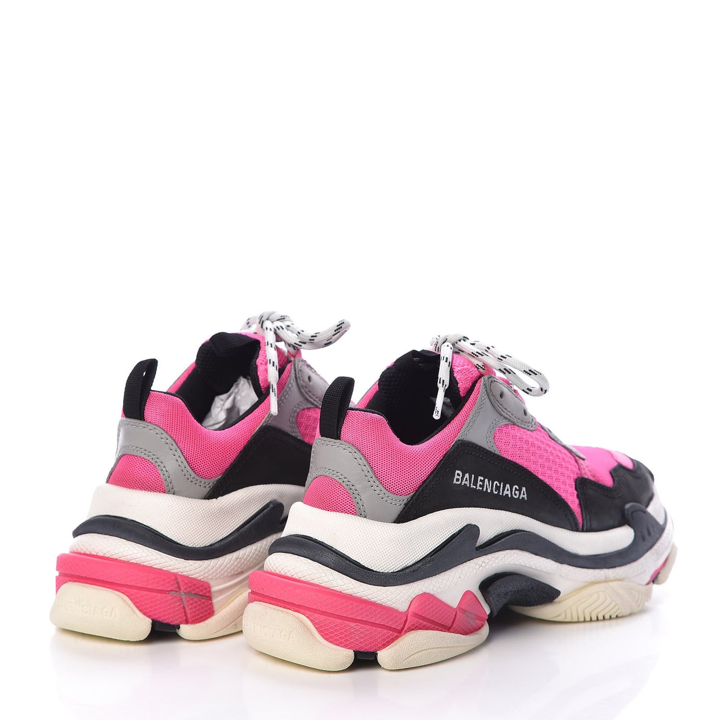 Fabric Mesh Womens Triple S Sneakers 37 Fluo Pink Grey White