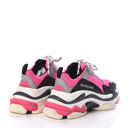 Balenciaga Fabric Mesh Womens Triple S Sneakers 37 Fluo Pink Grey White 4 of 7