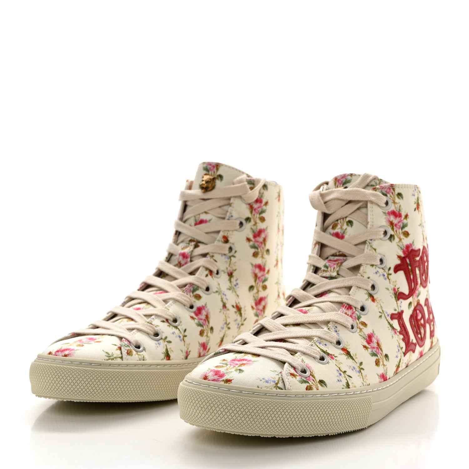 Gucci Canvas Romantic Print Major Blind For Love High Top Sneakers 37 Ivory 3 of 9