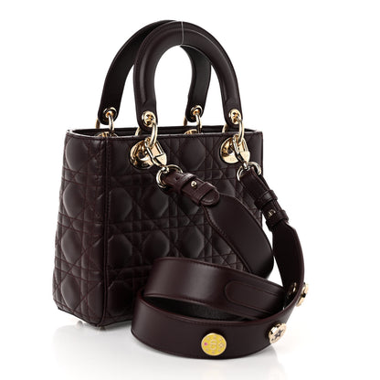 Christian Dior Lambskin Cannage Small Lucky Badges My Lady Dior Burgundy 3 of 10