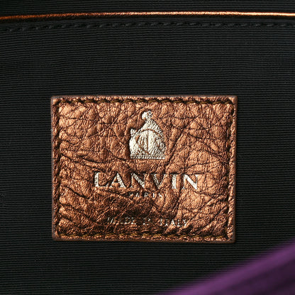 Lanvin Satin Quilted Feather Crystal Embellished Ouloulette Shoulder Bag Purple 6 of 9
