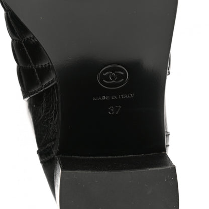 Chanel Crumpled Calfskin Quilted Cap Toe Short Boots 37 Black 6 of 8