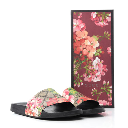 Gucci GG Supreme Monogram Blooms Slide Sandals 39 Beige Multicolor 8 of 8