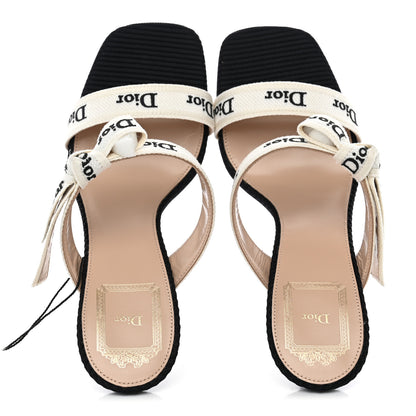 Christian Dior Cotton Embroidered Ribbon J'Adior 100mm Sandals 36 Black 6 of 11