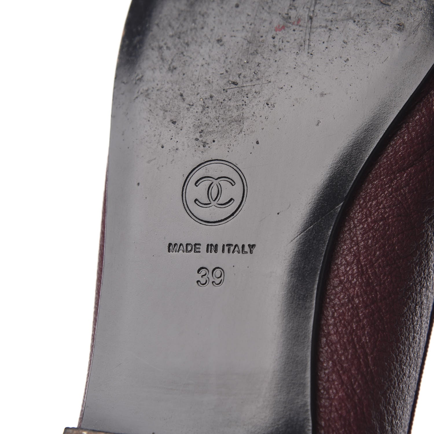 Chanel Goatskin Patent Cap Toe CC Ballerina Flats 39 Burgundy 7 of 12