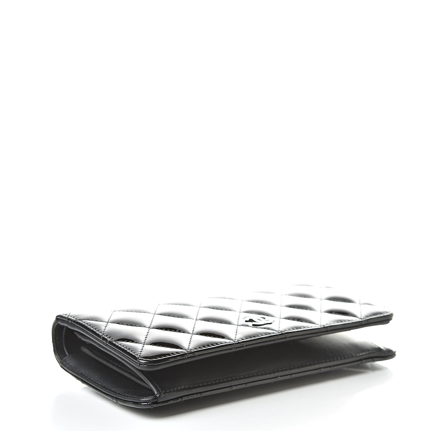 Chanel Patent Calfskin Quilted Yen Wallet Black 4 of 10