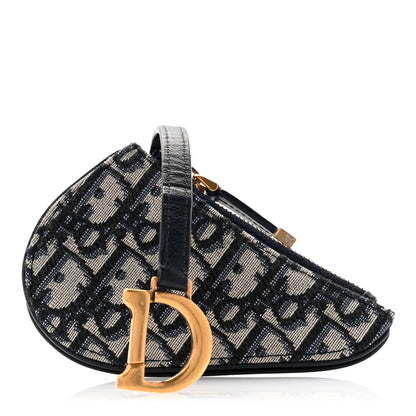 Christian Dior Oblique Saddle Coin Purse Blue 1 of 7