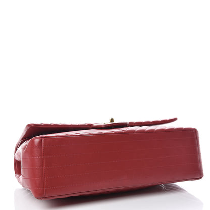 Chanel Lambskin Chevron Quilted Maxi Double Flap Red 5 of 26
