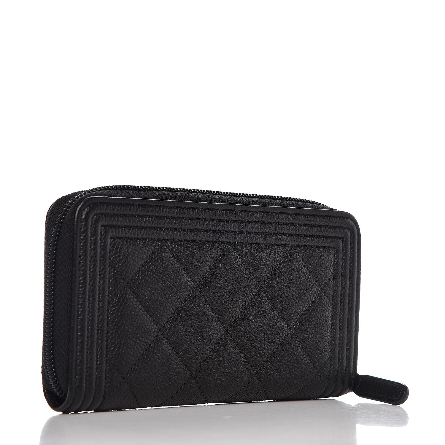 Chanel Caviar Quilted Boy Small Zip Around Wallet Black 3 of 9