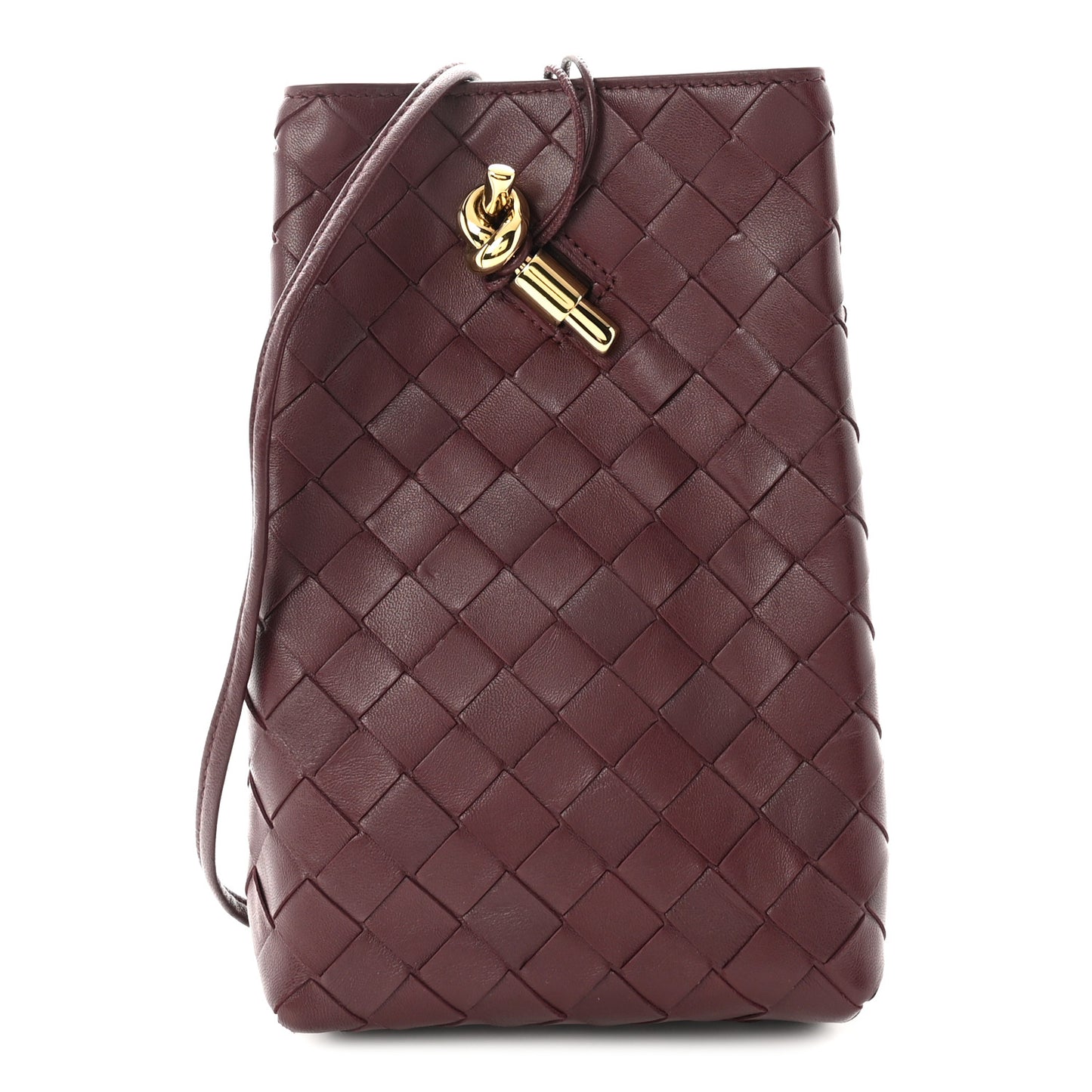 Nappa Intrecciato Andiamo Phone Pouch Barolo