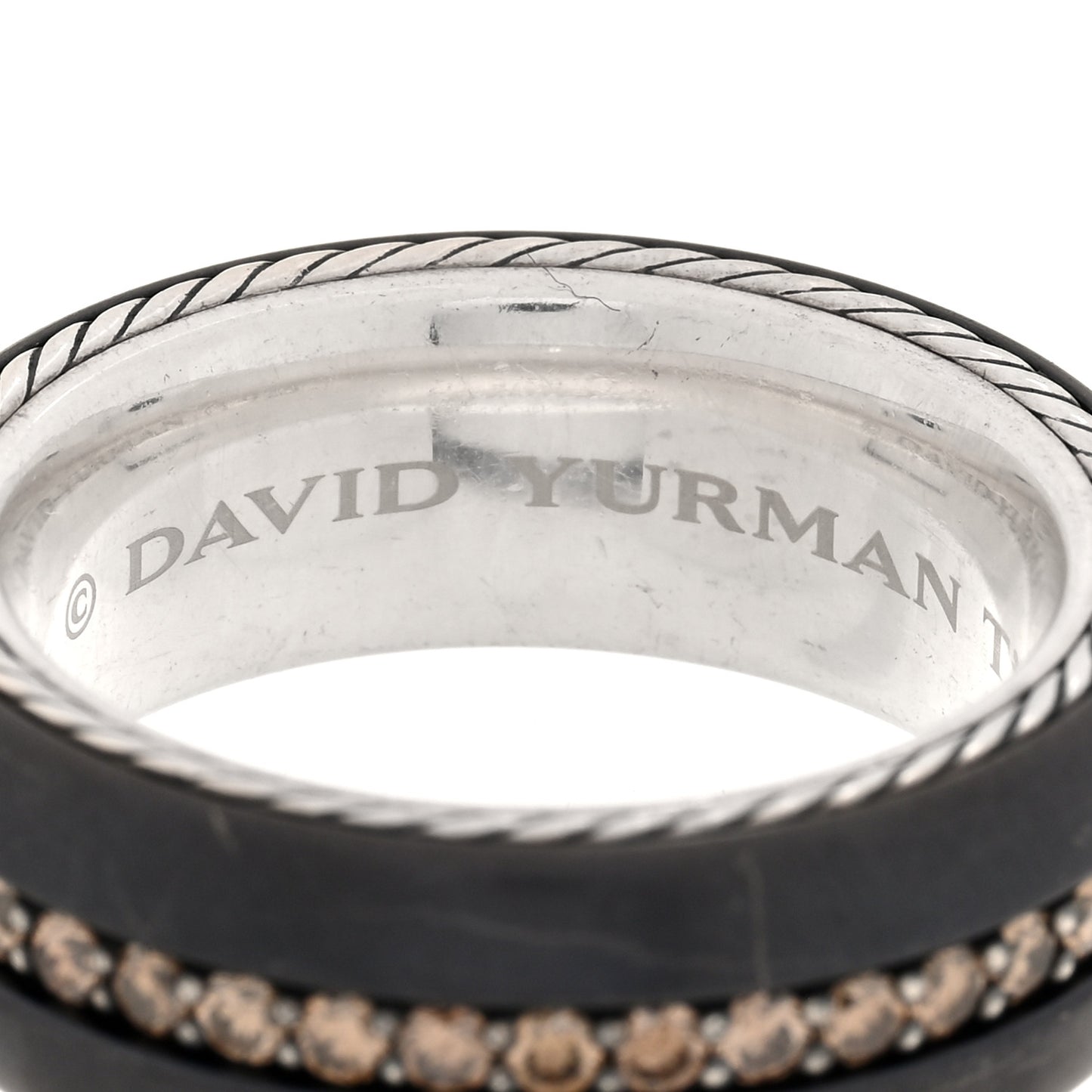 Titanium Sterling Silver Diamond Streamline Band Ring 67 12