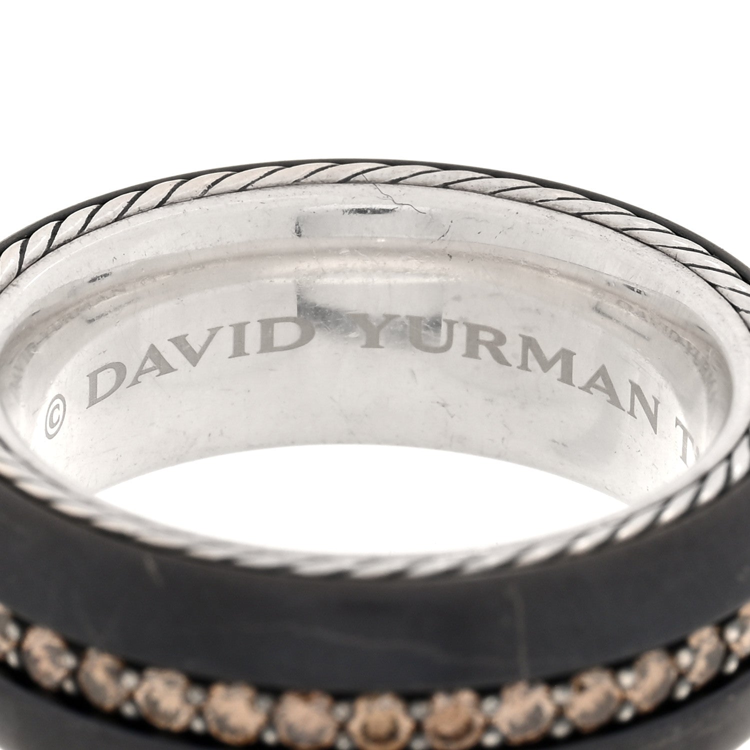 David Yurman Titanium Sterling Silver Diamond Streamline Band Ring 67 12 4 of 6