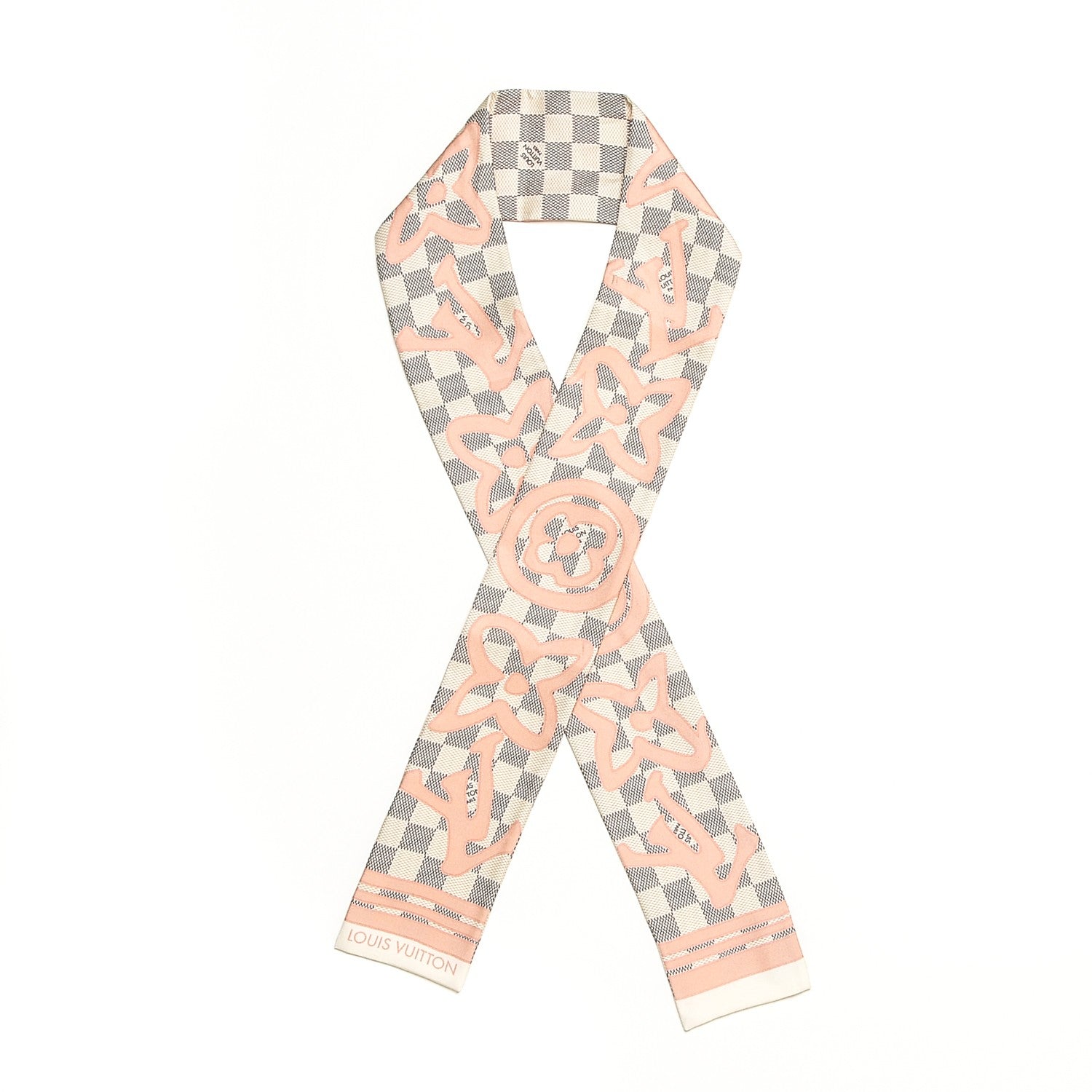 Louis Vuitton Silk Damier Azur Tahitienne Bandeau Rose Ballerine 1 of 6