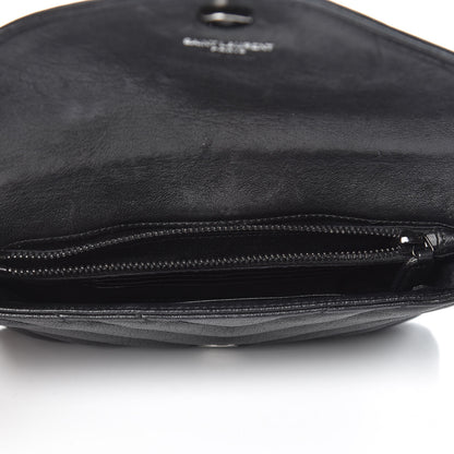 Saint Laurent Sheepskin Matelasse Chevron Monogram College Chain Wallet Black 5 of 9