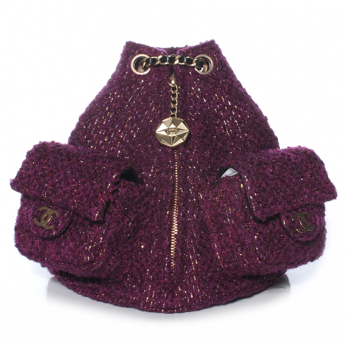 Tweed Mini Backpack Aubergine 12A