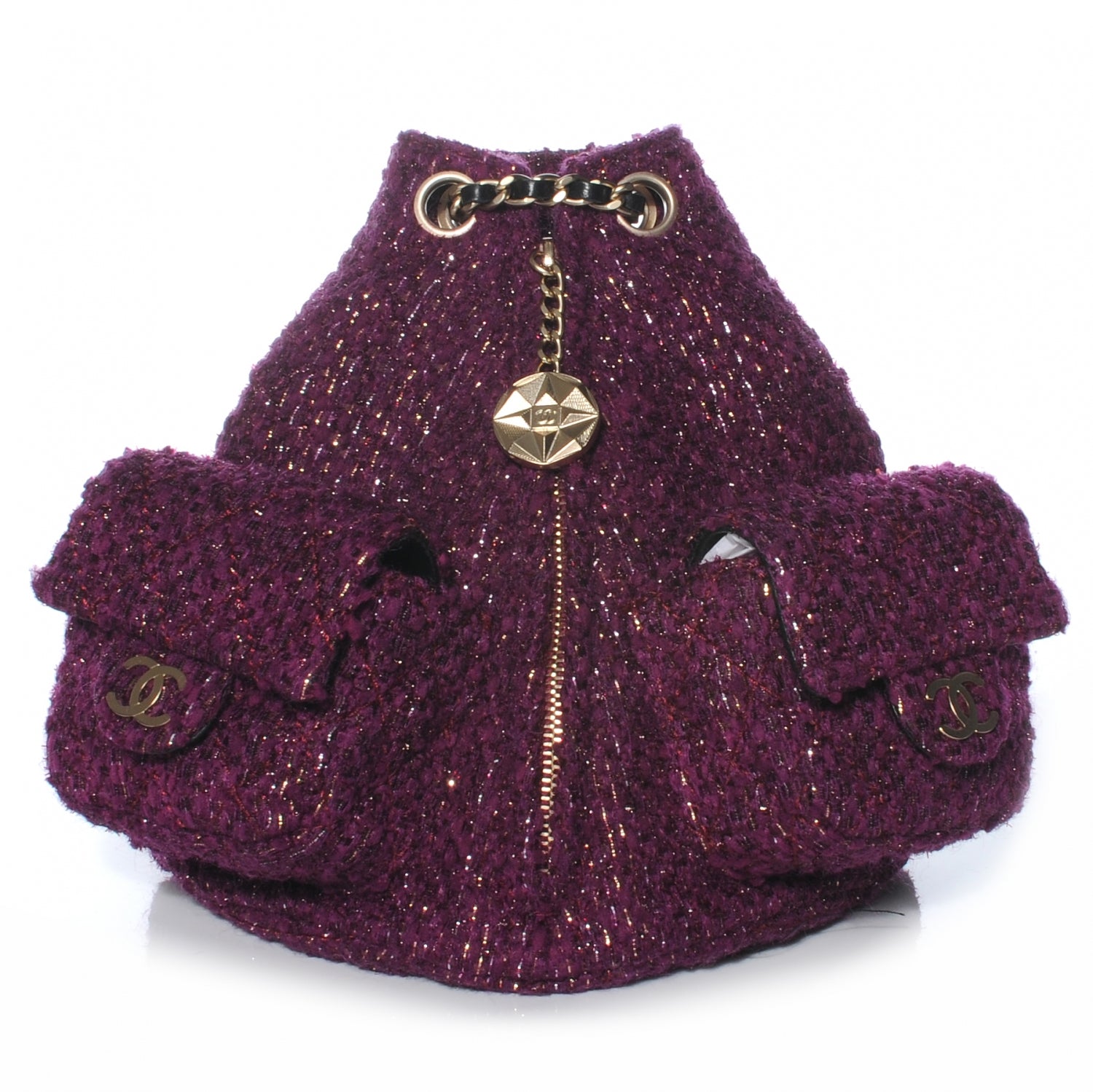 Chanel Tweed Mini Backpack Aubergine 12A 1 of 19