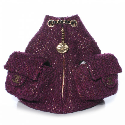 Chanel Tweed Mini Backpack Aubergine 12A 1 of 19