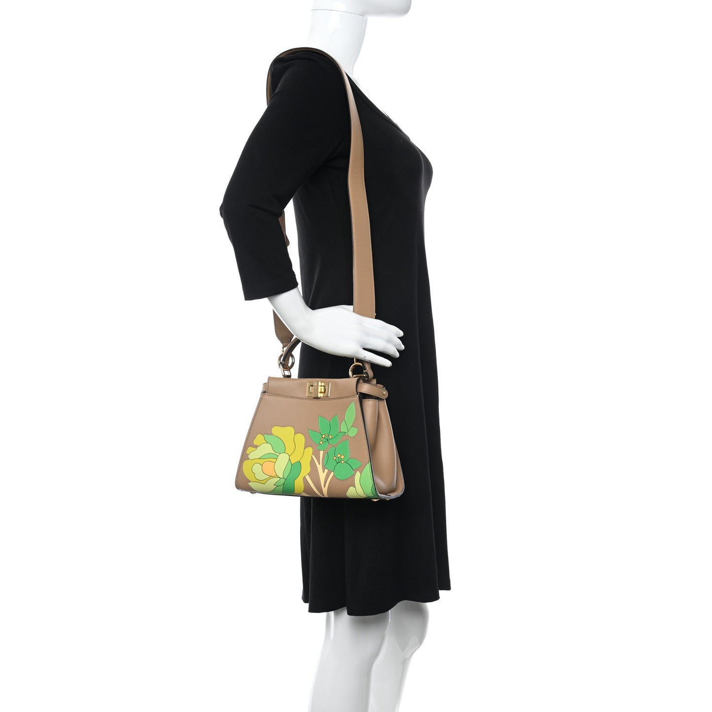 Nappa Nubuck Pequin Flower Inlay Mini Peekaboo Iconic Satchel Cuoio Multicolor