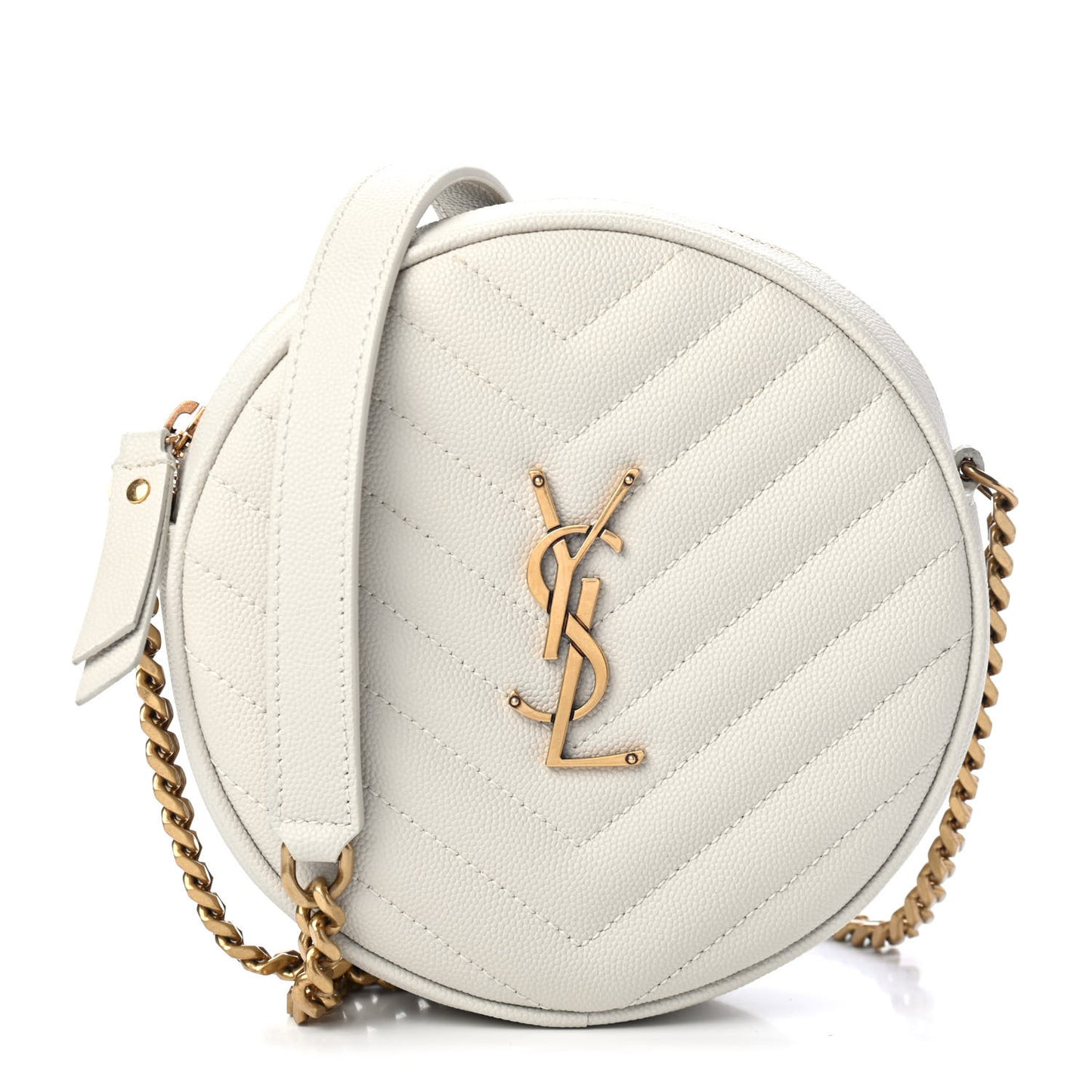 Grain De Poudre Matelasse Chevron Quilted Round Vinyle Camera Bag Crema Soft