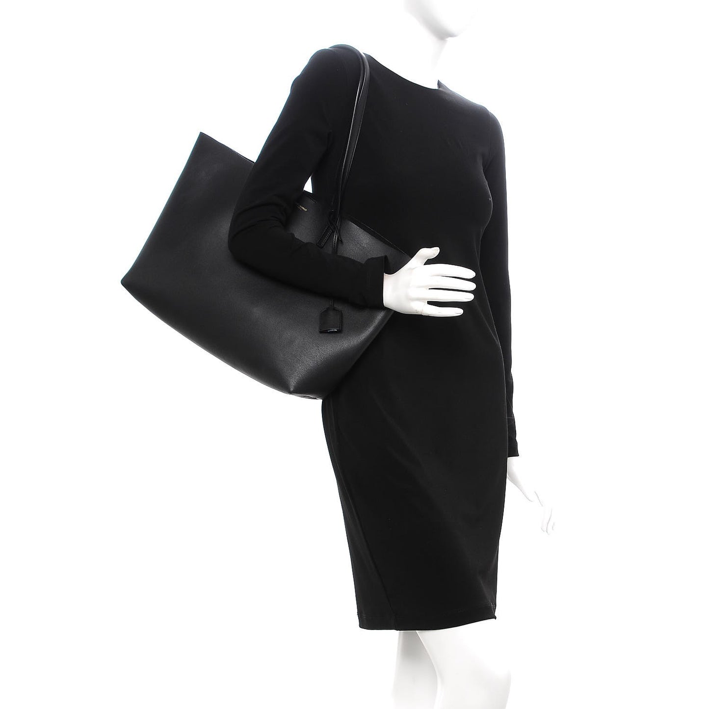 Calfskin Large Shopping Tote Black