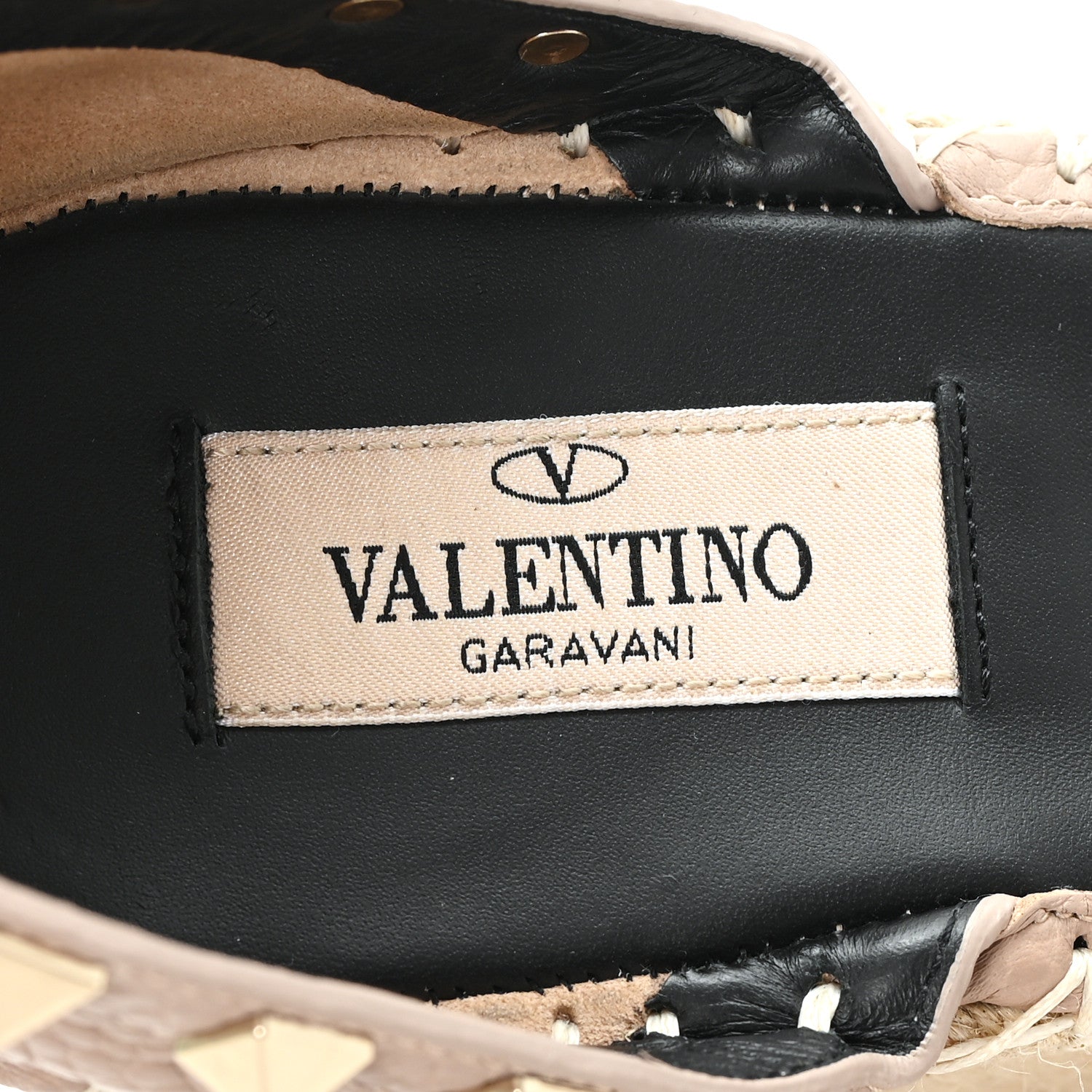 Valentino Garavani Grained Calfskin Rockstud Ankle Strap Espadrille 15/105mm Wedge Sandals 40 Poudre Natural 8 of 10