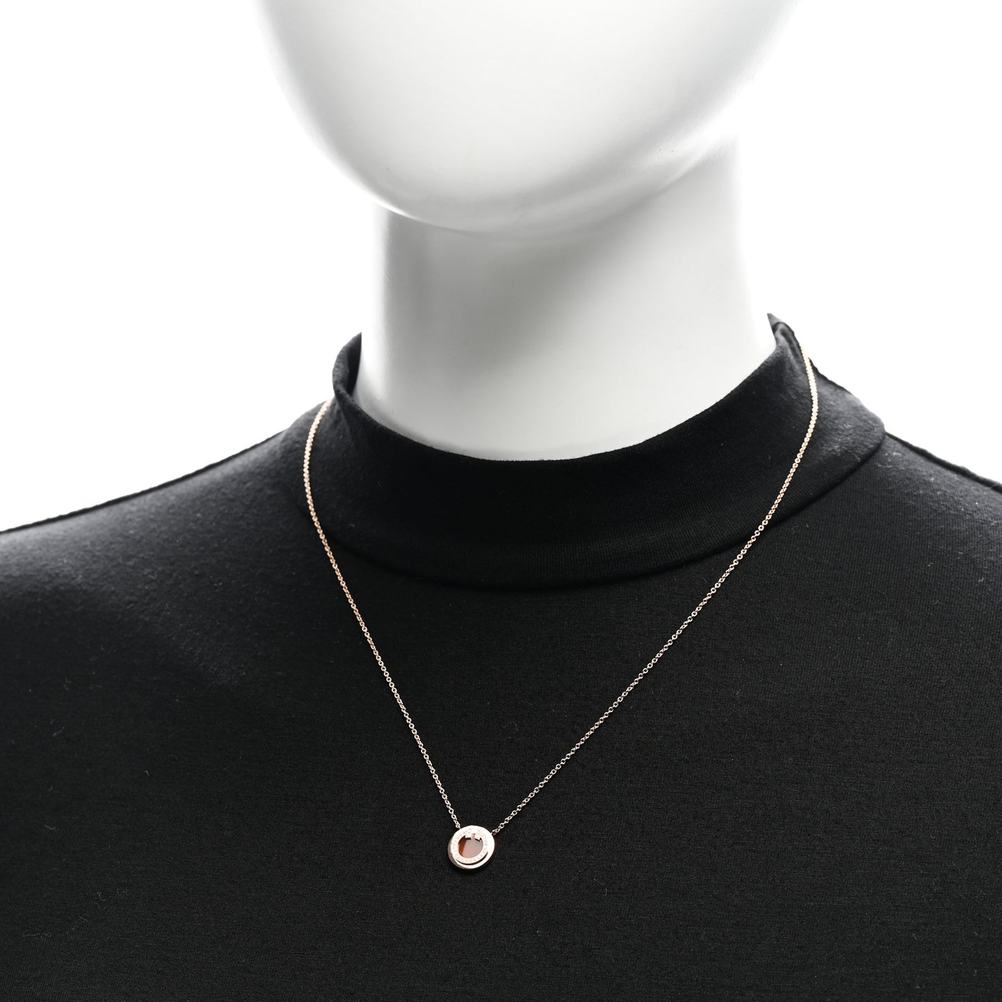 18K Rose Gold Diamond Carnelian Small T Circle Pendant Necklace
