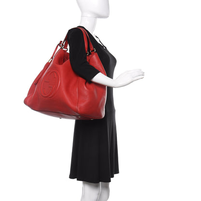 Gucci Pebbled Calfskin Large Soho Shoulder Bag Red 2 of 17