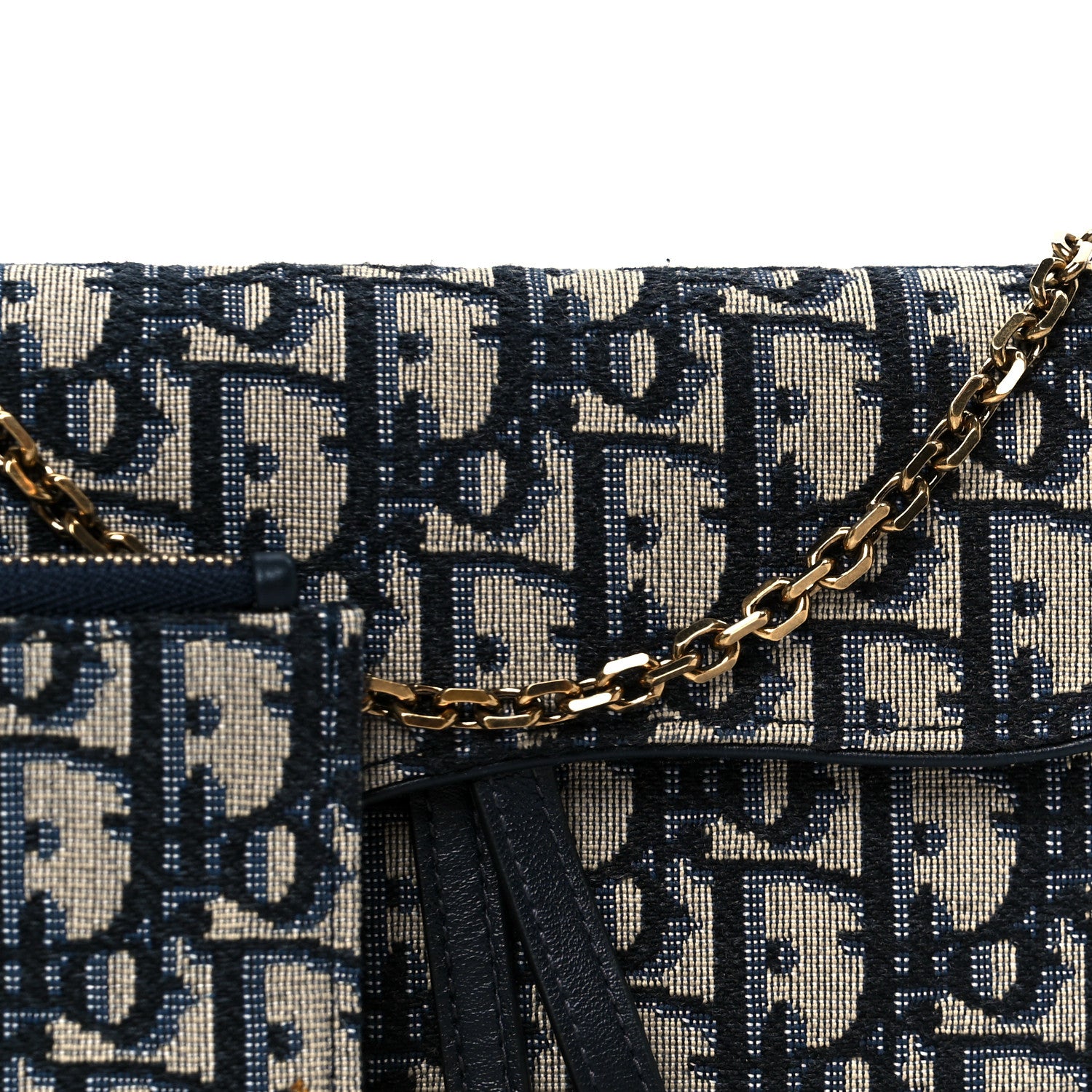 Christian Dior Oblique Saddle Chain Long Wallet Blue 11 of 14