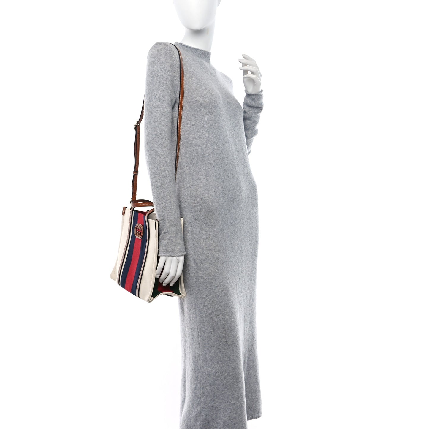 Canvas Calfskin Web Small Interlocking G Tote Bag Red Blue