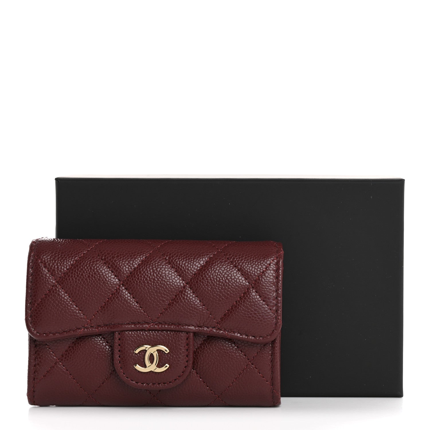 Chanel Caviar Quilted Flap Card Holder Wallet Burgundy 10 of 10