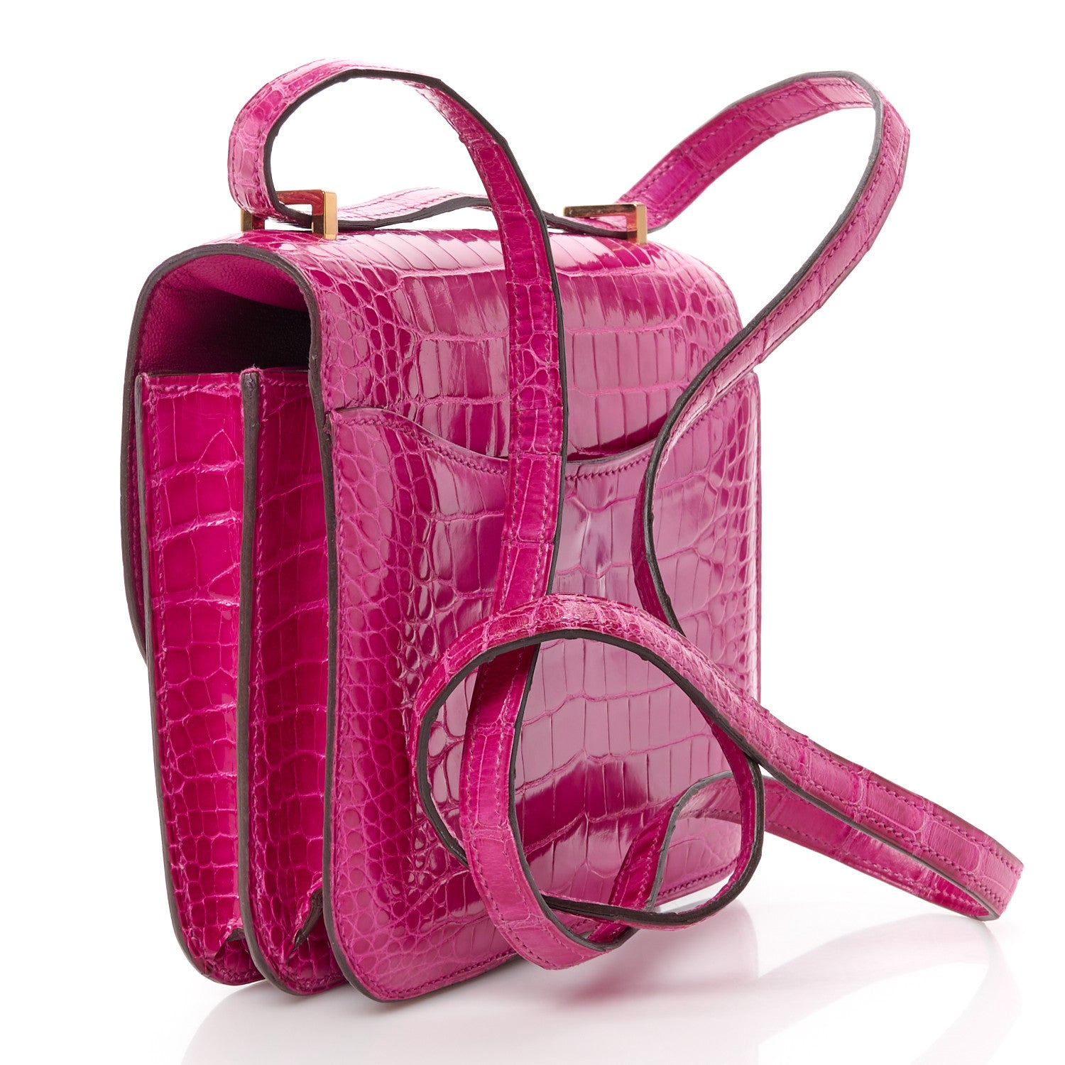 Hermes Shiny Alligator Constance 18 Rose Scheherazade 3 of 12