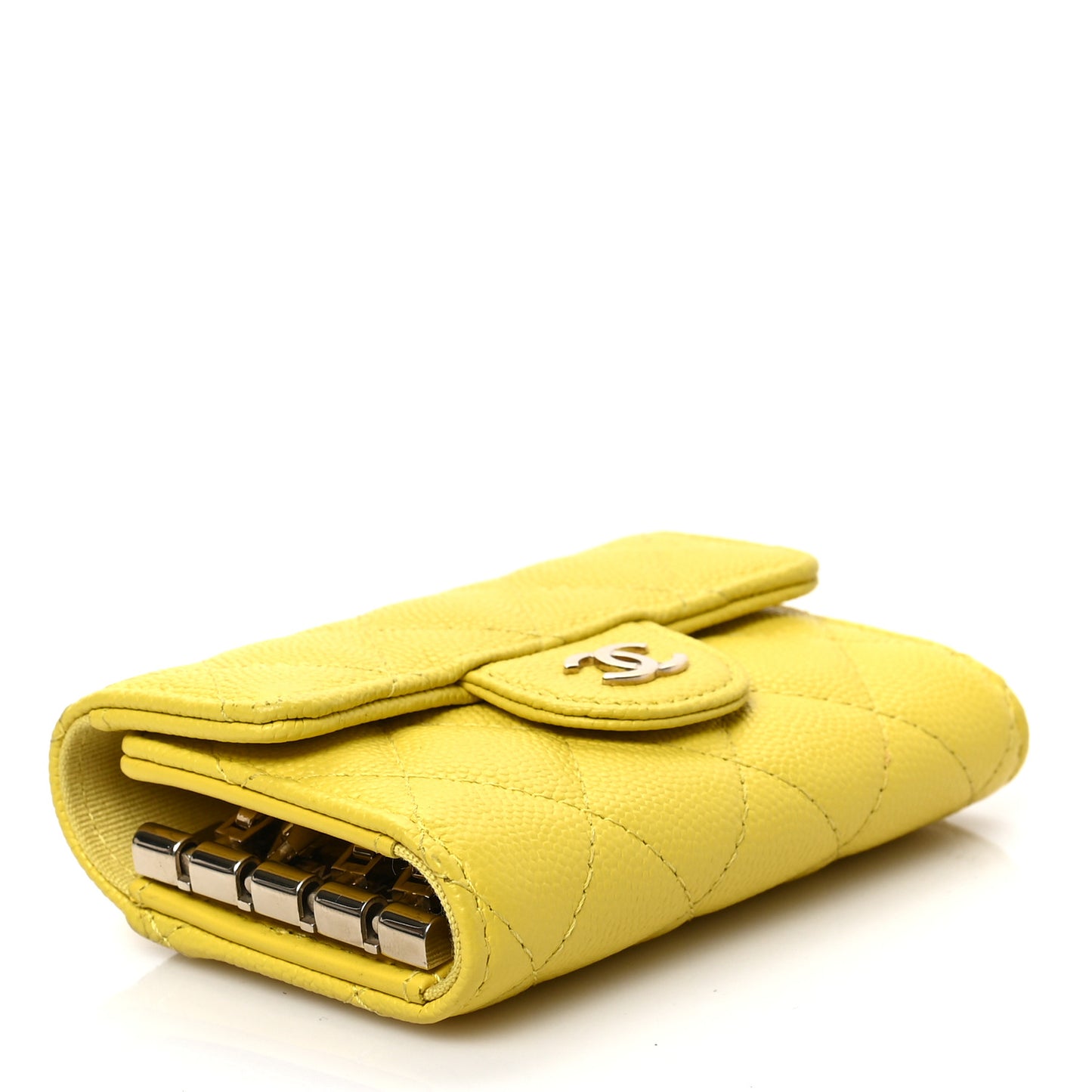 Caviar Quilted Classic 4 Key Holder Wallet Yellow