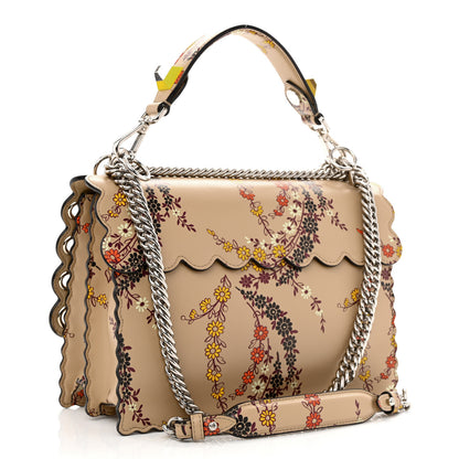 Fendi Calfskin Japanese Blossom Scalloped Studded Kan I Shoulder Bag 3 of 10