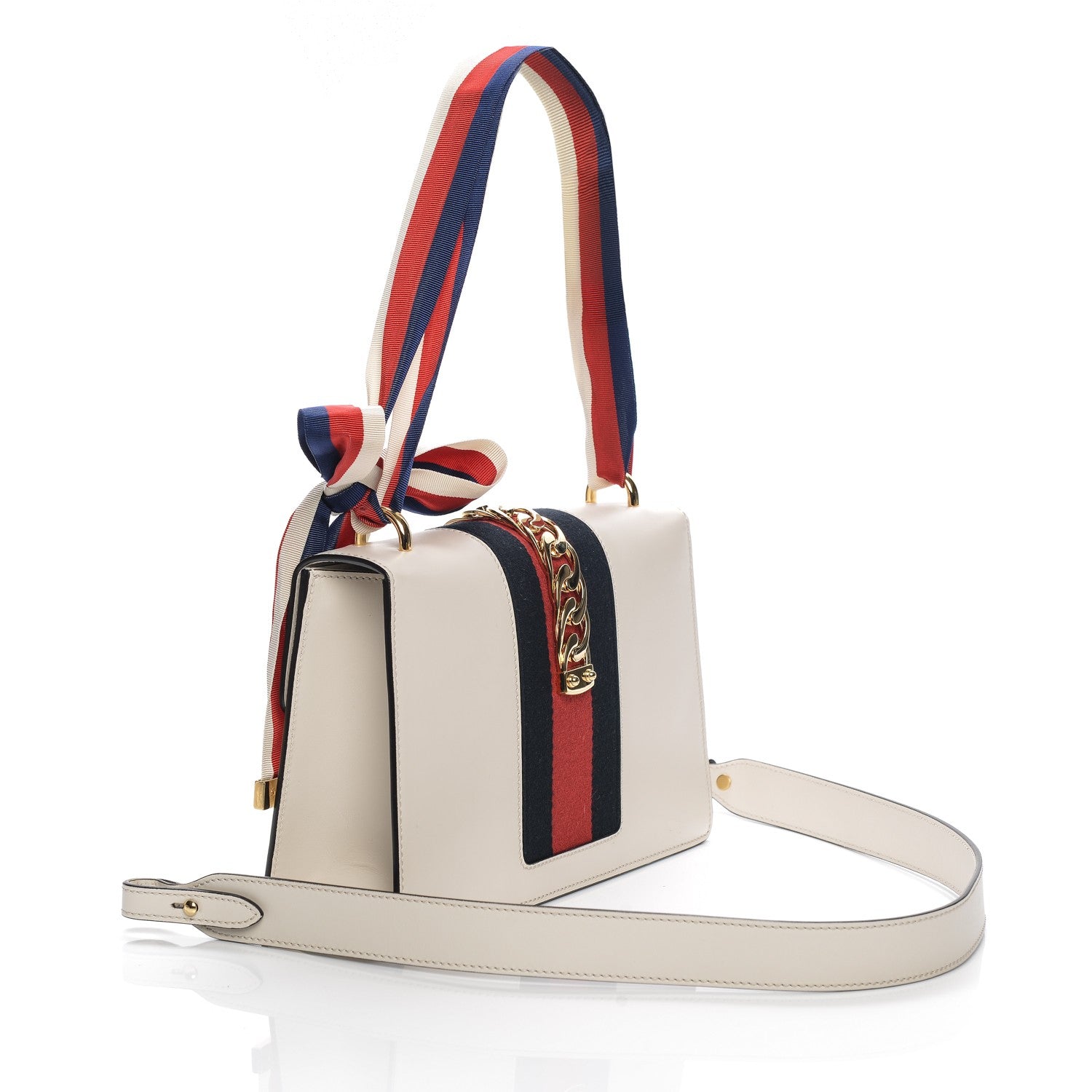 Gucci Calfskin Small Sylvie Shoulder Bag Off White 3 of 8