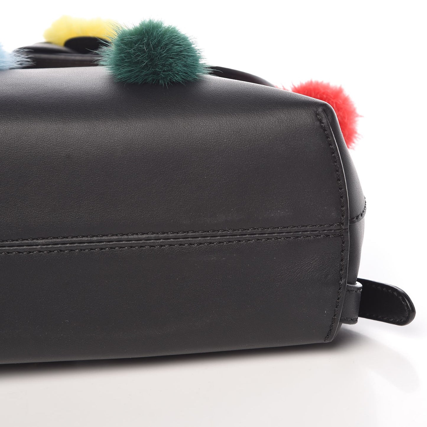 Calfskin Pom Pom Mini Back to School Backpack Black