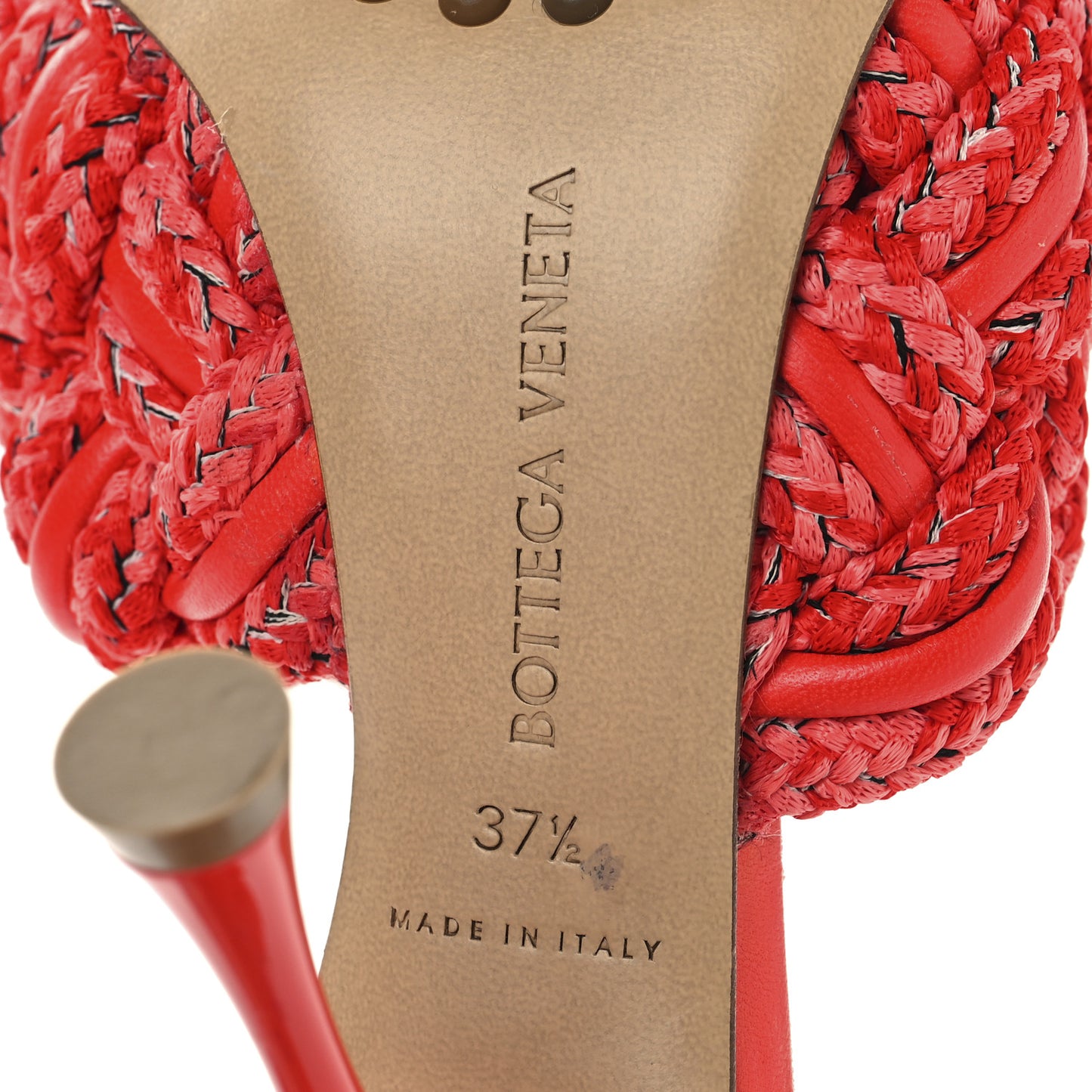 Lambskin Fabric Weave Intrecciato Dot Sandals 37.5 Bubble Gum Tomato