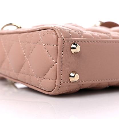 Christian Dior Lambskin Cannage Micro Lady Dior Rose Des Vents 8 of 11