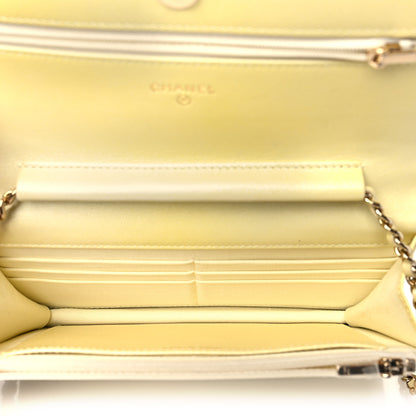 Chanel Cloudy Pearly Goatskin Quilted Wallet on Chain WOC Jaune 5 of 12
