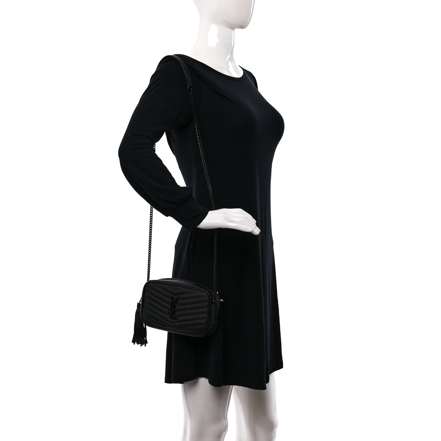 Saint Laurent Grain De Poudre Matelasse Monochrome Monogram Mini Lou Camera Bag Black 2 of 9
