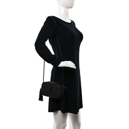 Saint Laurent Grain De Poudre Matelasse Monochrome Monogram Mini Lou Camera Bag Black 2 of 9