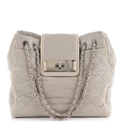Chanel Glazed Lambskin Quilted North South Large Tote Grey 1 of 7
