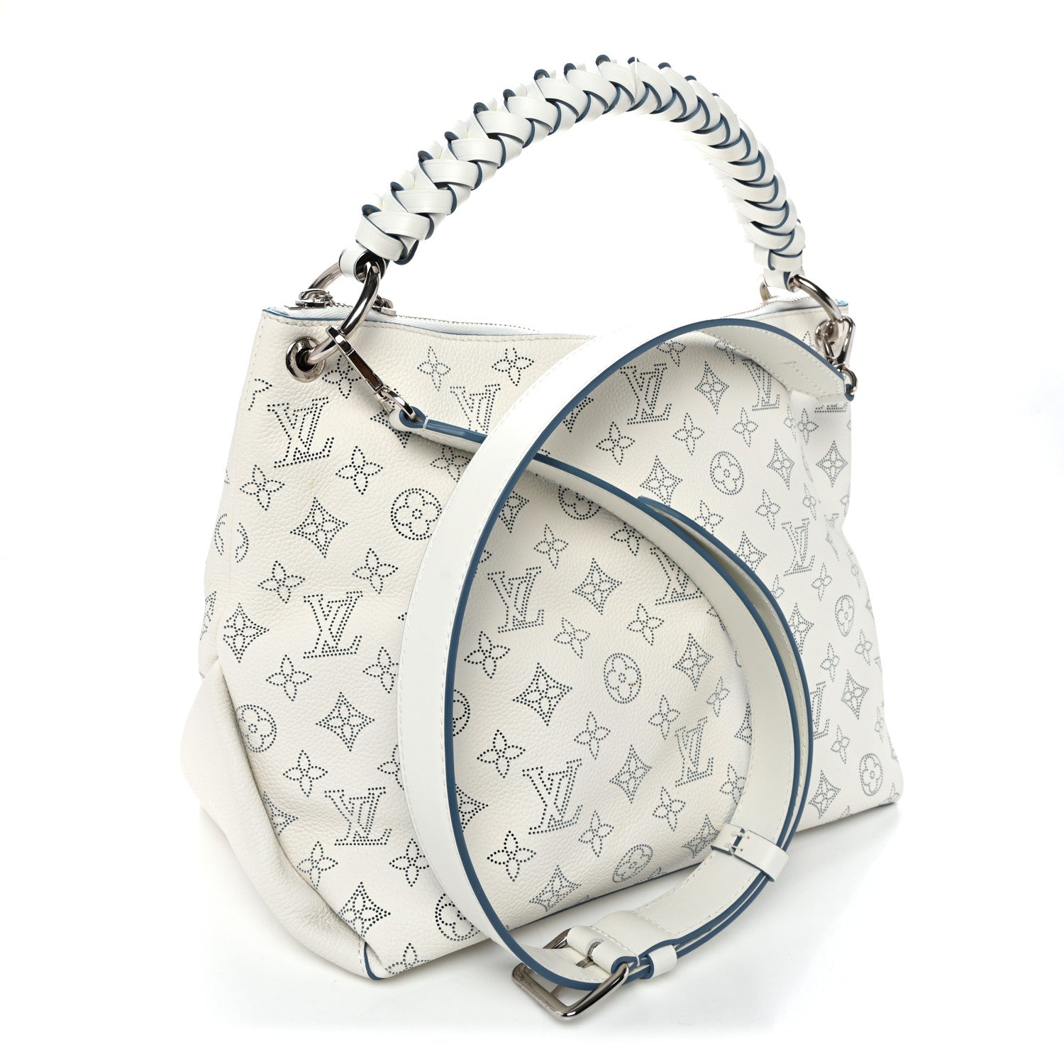 Louis Vuitton Mahina Beaubourg Hobo MM Snow Orage Blue 3 of 11