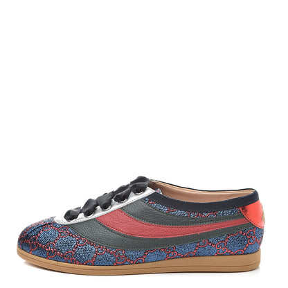 Gucci Lurex Calfskin Web GG Monogram Womens Falacer Sneakers 36.5 Iridescent Blue Iridescent Red Silver 1 of 9