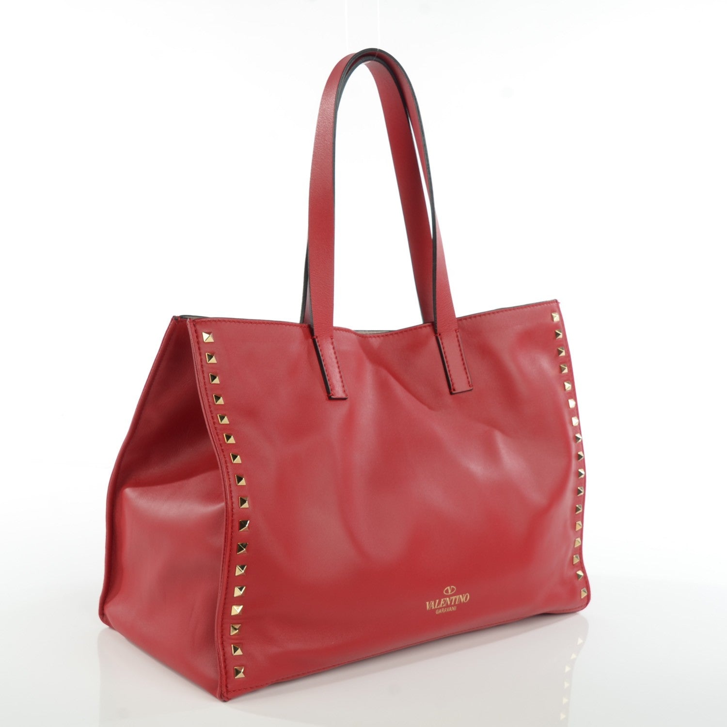 Valentino Garavani Nappa Medium Rockstud Soft Tote Red 3 of 8