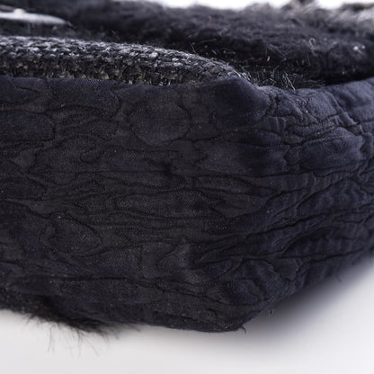 Chanel Tweed Faux Fur Patchwork Jumbo Single Flap Black 6 of 10