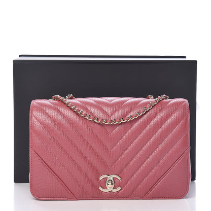Chanel Calfskin Chevron Quilted Statement Flap Pink 12 of 12