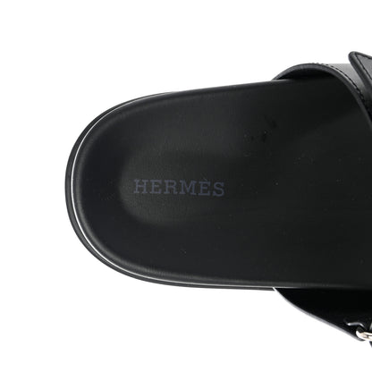 Hermes Calfskin Womens Chypre Sandals 38 Black 7 of 9