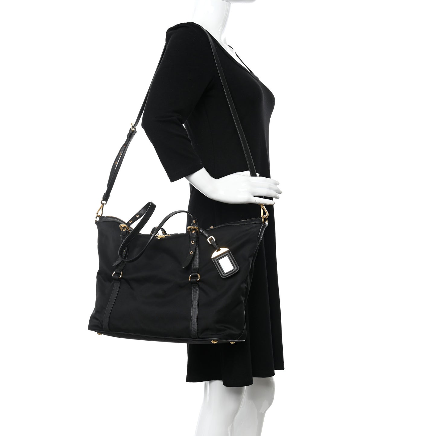 Tessuto Nylon Saffiano Tote Black