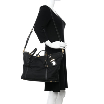 Prada Tessuto Nylon Saffiano Tote Black 2 of 12